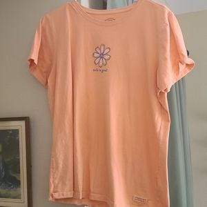 Peachy orange Life is good tee